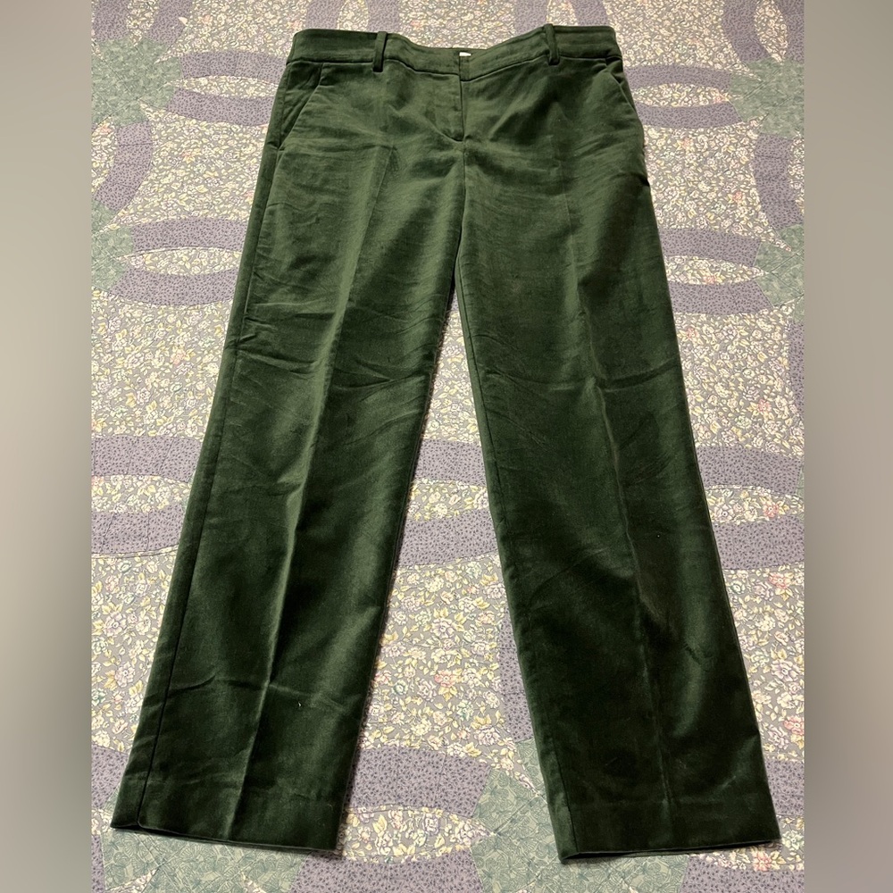 LOFT Deep Green Velvet Trousers